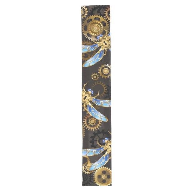 Chemin De Table Long Dragonflies de Steampunk sur arrière - plan rayé b (Devant)