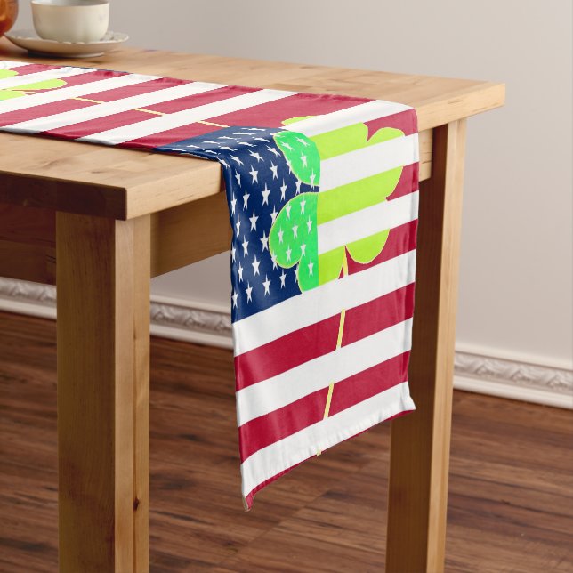 Chemin De Table Long Drapeau américain Shamrock St. Patrick USA Irlande (In Situ)