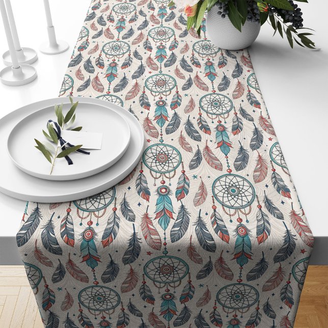 Chemin De Table Long Dreamcatcher de Runner de table d'inspiration nati (Native-Inspired Table Runner Dreamcatcher Print)