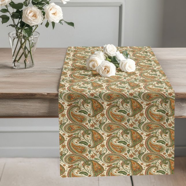 Chemin De Table Long Elégant Boho Pastel Earthy Paisley Swirl Design (Elegant Boho Pastel Earthy Paisley Swirl Design Long Table Runner)