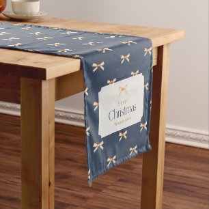 Chemin De Table Long Élégant coureur de table de Noël Gold Bow