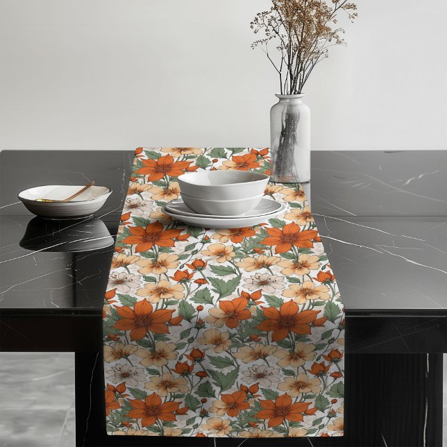 Chemin De Table Long Élégant feuillage d'automne et accent de table flo (Elegant Fall Foliage and Floral Table Accent Long Table Runner)