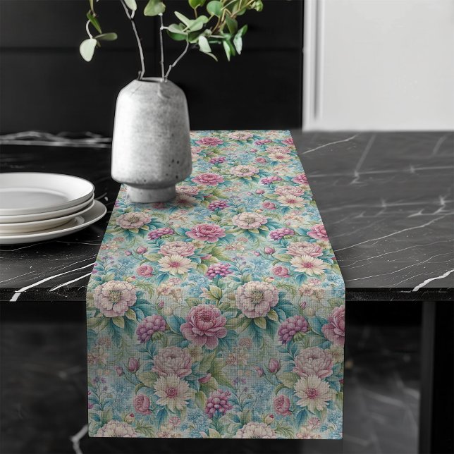 Chemin De Table Long Elégant Rococo Table Runner Ornate Floral Patterns (Elegant Rococo Table Runner Ornate Floral Patterns)