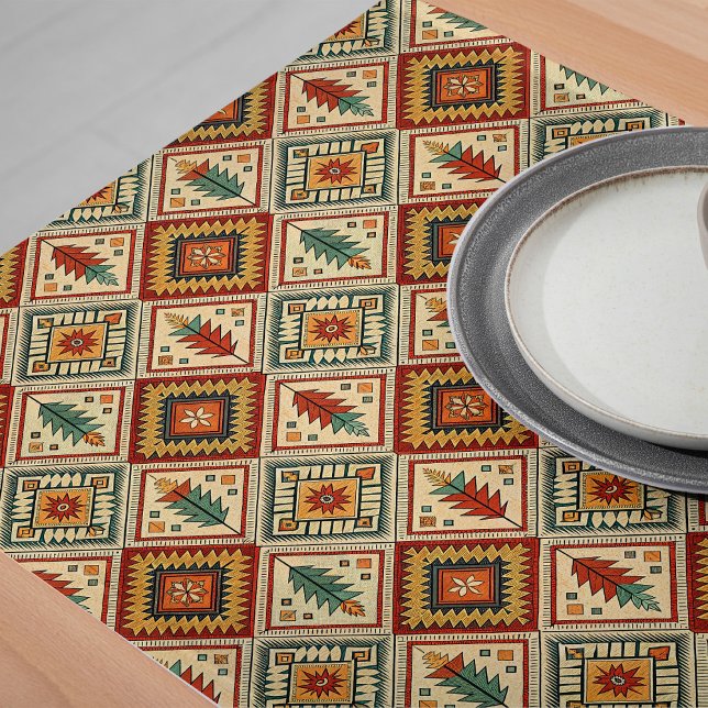 Chemin De Table Long Éléments ethniques tribaux intemporels inspirés pa (Cultural Inspired Timeless Tribal Ethnic Elements Long Table Runner)