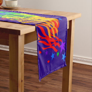 Chemin De Table Long Etoiles arc-en-ciel et Streamers