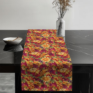 Chemin De Table Long Festif Automne Blooms Citrouille Ambiance cosy