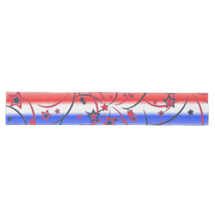 Chemin De Table Long Feux d'artifice sur Bleu Blanc Rouge