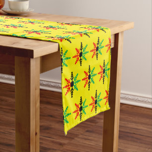 Chemin De Table Long Flèches de neige rouge Noir Jaune Kwanzaa