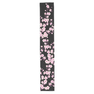 Chemin De Table Long Fleur de cerisier rose noir