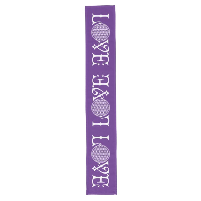 Chemin De Table Long Fleur de la vie - LOVE lettrage tatouage blanc (Devant)