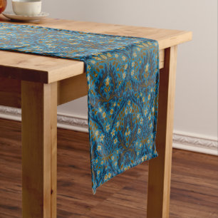 Chemin De Table Long Fleurs d'automne Bleu sarcelle vintage William Mor