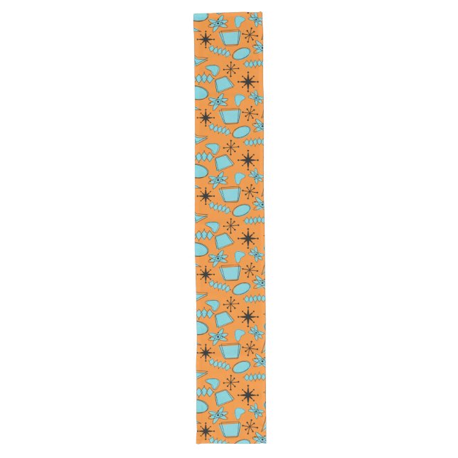 Chemin De Table Long Formes atomiques MCM Turquoise sur orange (Devant)