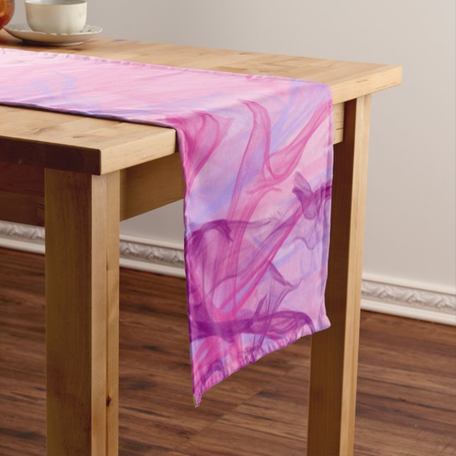 Chemin De Table Long FUMÉE ROSE - Art fractal moderne et abstrait - (In Situ)
