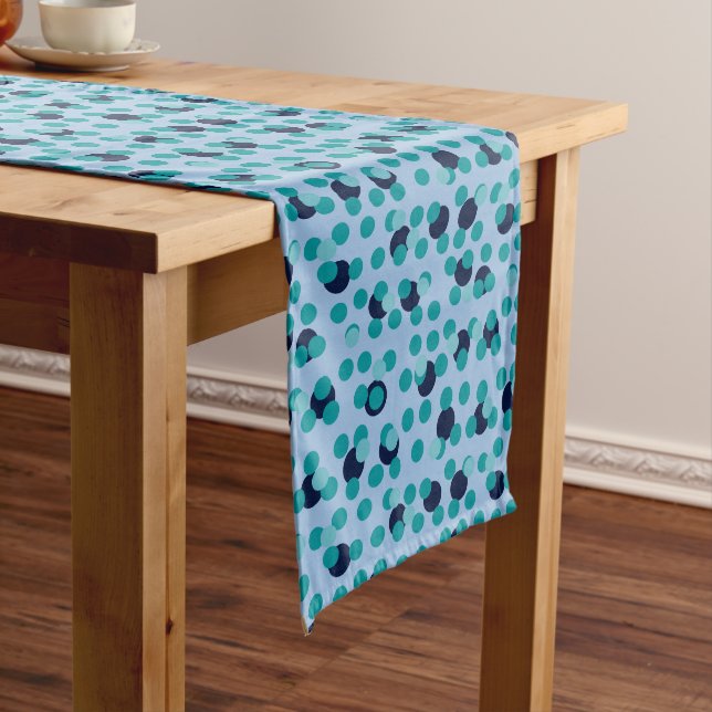 Chemin De Table Long Géométrique Pop années 60-70 Bulles sarcelle Milie (In Situ)