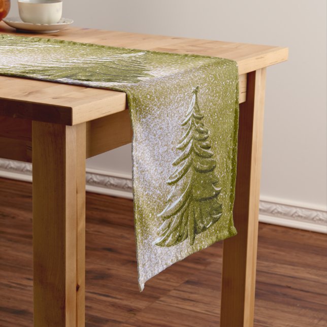 Chemin De Table Long Gold Holiday Christmas Tree Table Runner (In Situ)