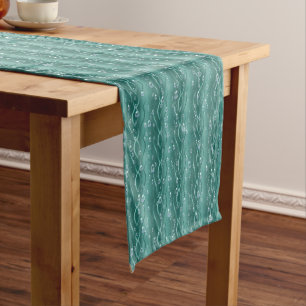 Chemin De Table Long Gouttes de pluie sur métal vert