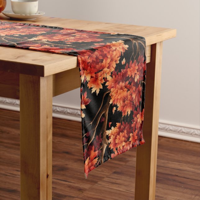Chemin De Table Long Graphique Motif sans couture Red Fall Maple Tree (In Situ)