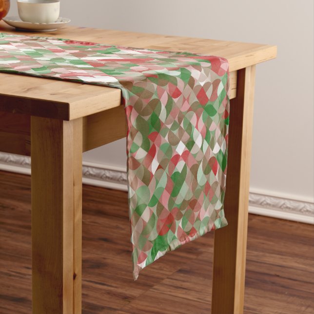 Chemin De Table Long Groovy Boho Mod Rétro Géométrique Noël (In Situ)