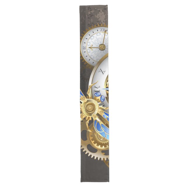 Chemin De Table Long Horloge à vapeur avec libellule mécanique (Devant)