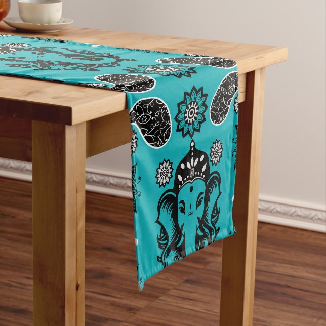 Chemin De Table Long Impression d'art hindou sur le thème de Ganesha (In Situ)