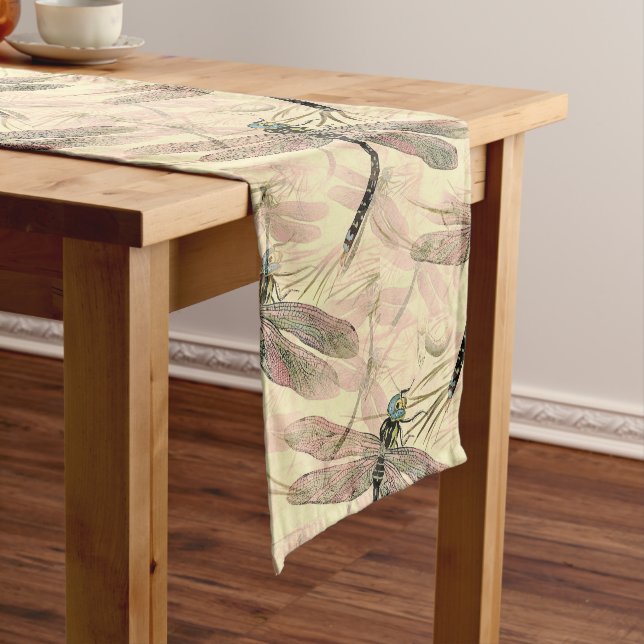 Chemin De Table Long Impression de libellules vintages (In Situ)