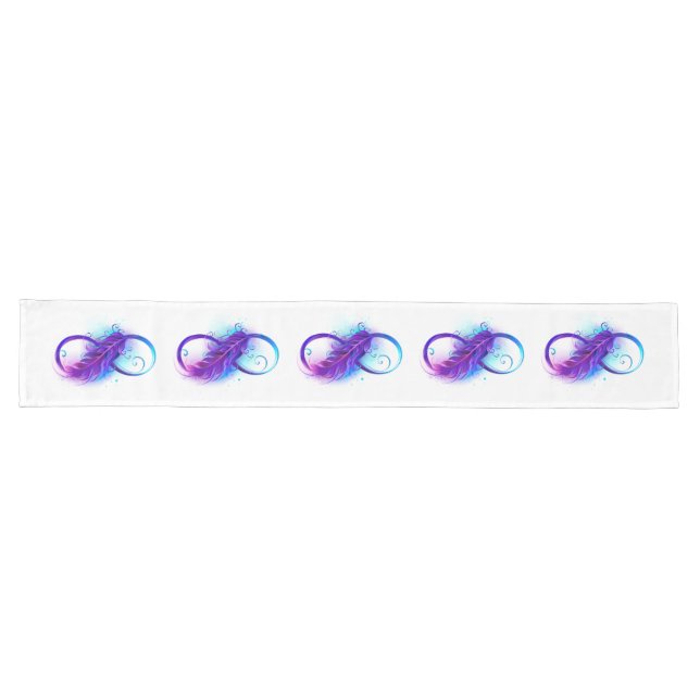 Chemin De Table Long Infinity with purple feather (Horizontal)