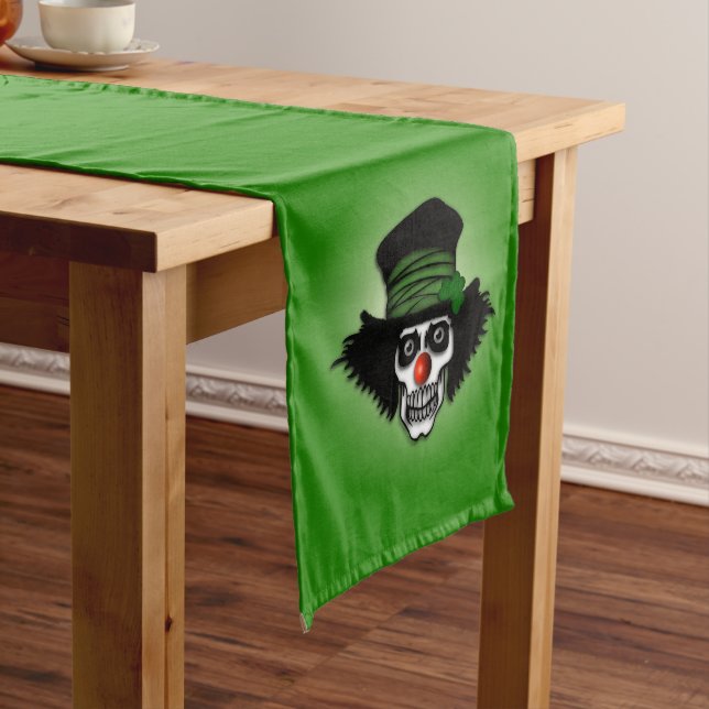 Chemin De Table Long Irish Skeleton Clown Green (In Situ)