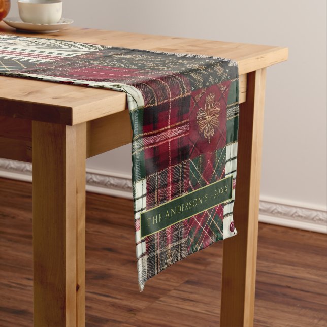 Chemin De Table Long Joyeux Noël Motif Carreaux Rustique (In Situ)