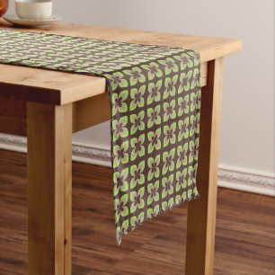 Chemin De Table Long La florale Vintage des années 1960  Vert de la ta