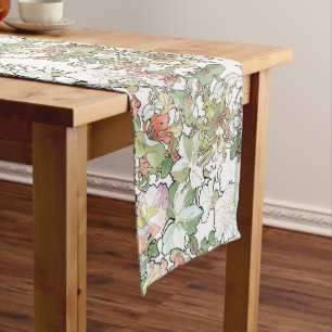 Chemin De Table Long La rose trémière de Nouveau d'art de Mucha fleur