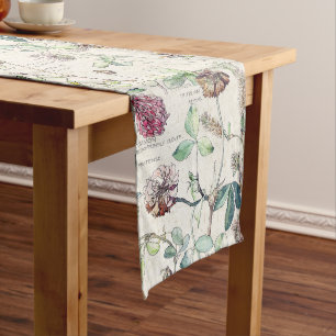 Chemin De Table Long Le trèfle botanique vintage fleurit le coureur de