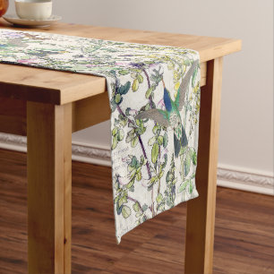 Chemin De Table Long Le trèfle d'oiseaux de colibri fleurit le coureur