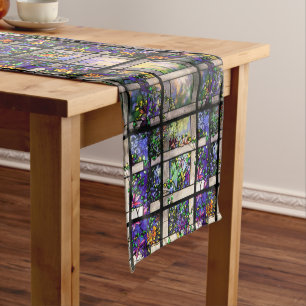 Chemin De Table Long Le verre souillé de Tiffany fleurit le coureur de