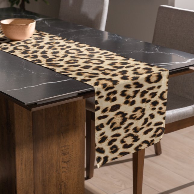 Chemin De Table Long Leopard en cuir Imprimer Motif Monogramme (Créateur téléchargé)