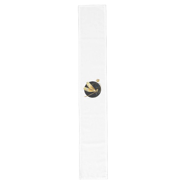 Chemin De Table Long libellule d'or en cercle noir (Devant)