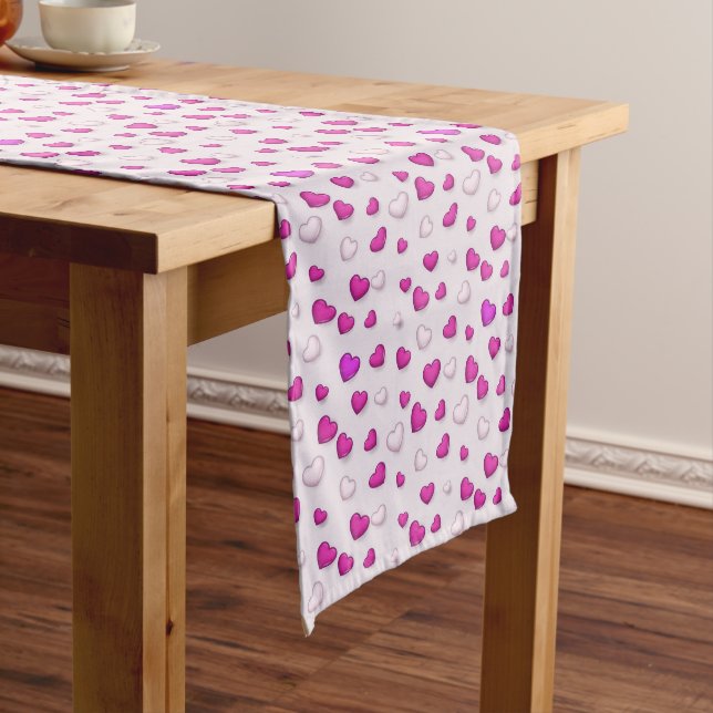 Chemin De Table Long Luxe Moderne Élégant Amour Rose Coeur (In Situ)