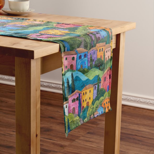 Chemin De Table Long Maisons toscanes colorées (In Situ)