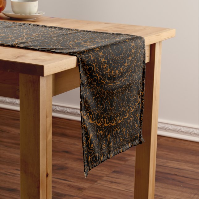 Chemin De Table Long Mandala Brun Rustique au Charme Occidental (In Situ)