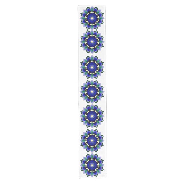Chemin De Table Long Mandala Motif 02 en bleu foncé (Devant)