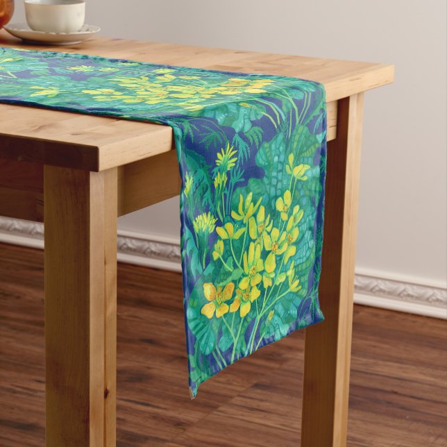 Chemin De Table Long Marais Marigold Fleur sauvage Fleurs Jaunes Motif (In Situ)