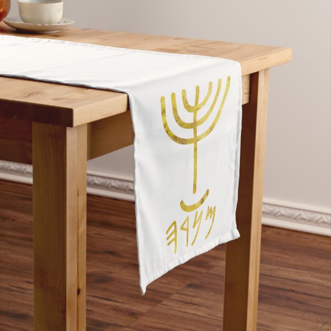 Chemin De Table Long Menorah Table Runner Or blanc (In Situ)