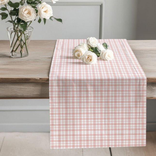 Chemin De Table Long Moelleux Rose Gold Plaid Runner pour des repas con (Soft Rose Gold Plaid Runner for Cozy Meals)