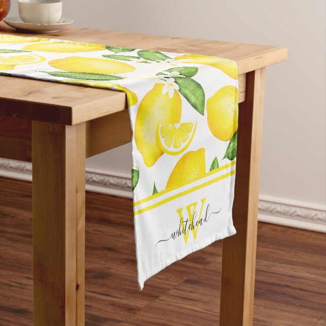 Chemin De Table Long Monogramme de citron botanique d'été italien (In Situ)
