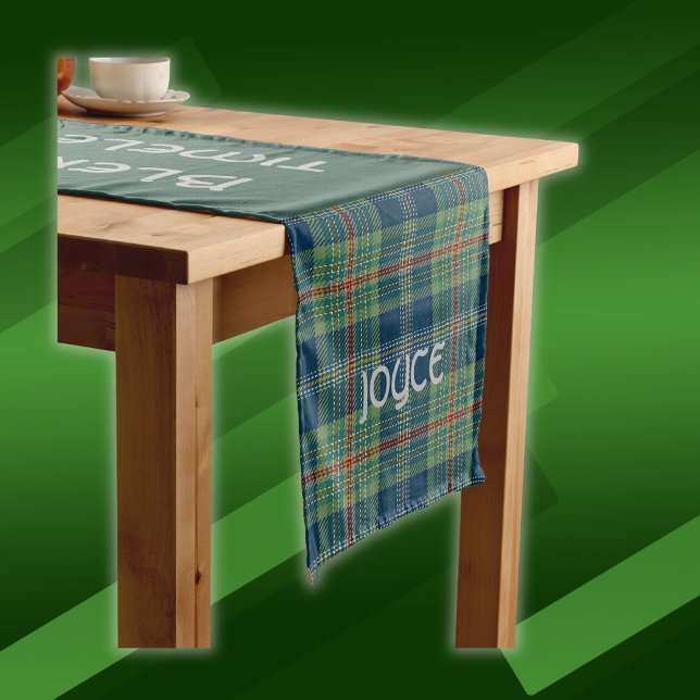 Chemin De Table Long Monogramme de tarte bleu et vert intemporel | (Créateur téléchargé)