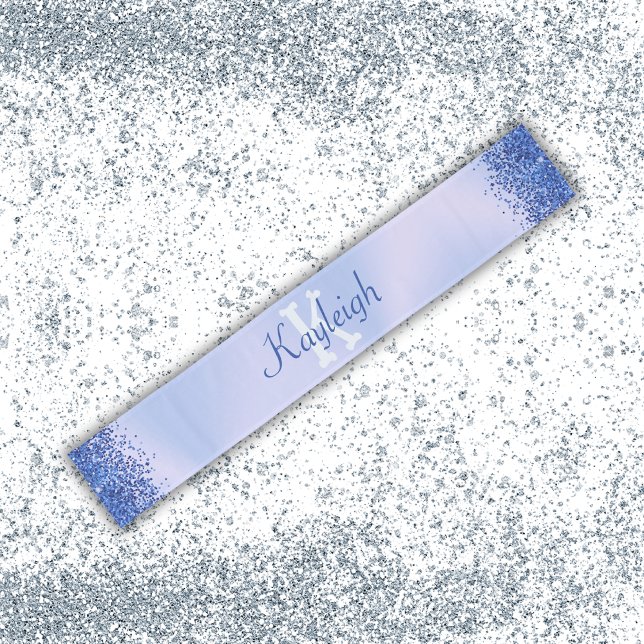 Chemin De Table Long Monogramme simple en métal brossé bleu et Parties  (Créateur téléchargé)