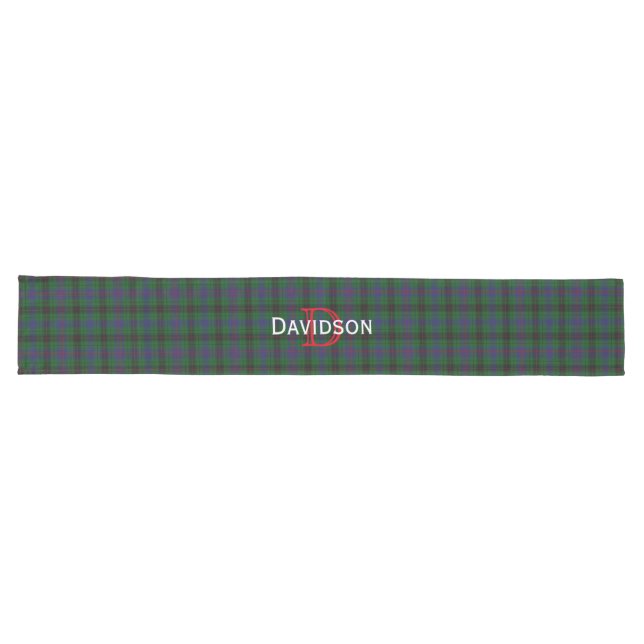Chemin De Table Long Monogrammed Davidson Plaid Table Runner (Horizontal)