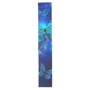 Chemin De Table Long Morpho Butterfly in the Dark Background