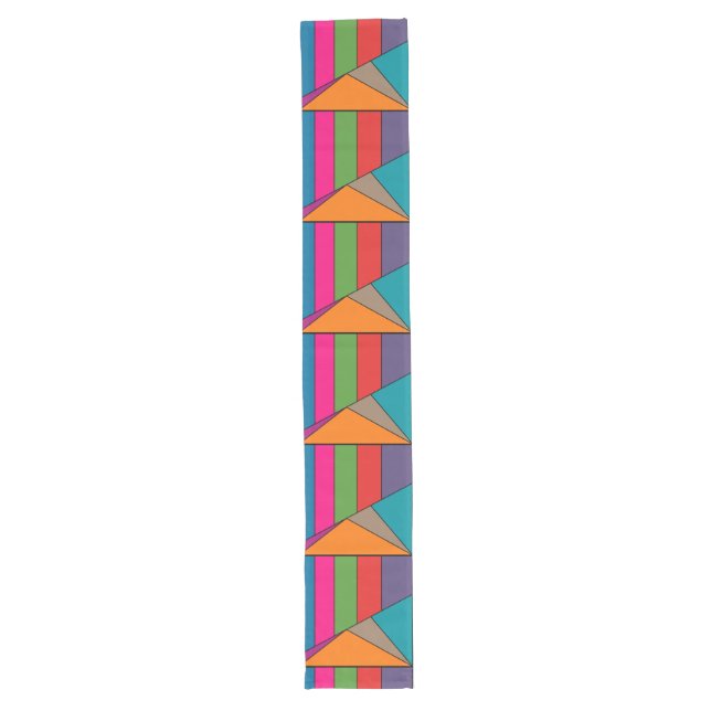 Chemin De Table Long MOSAIC rayures triangles couleur III + vos idées (Devant)