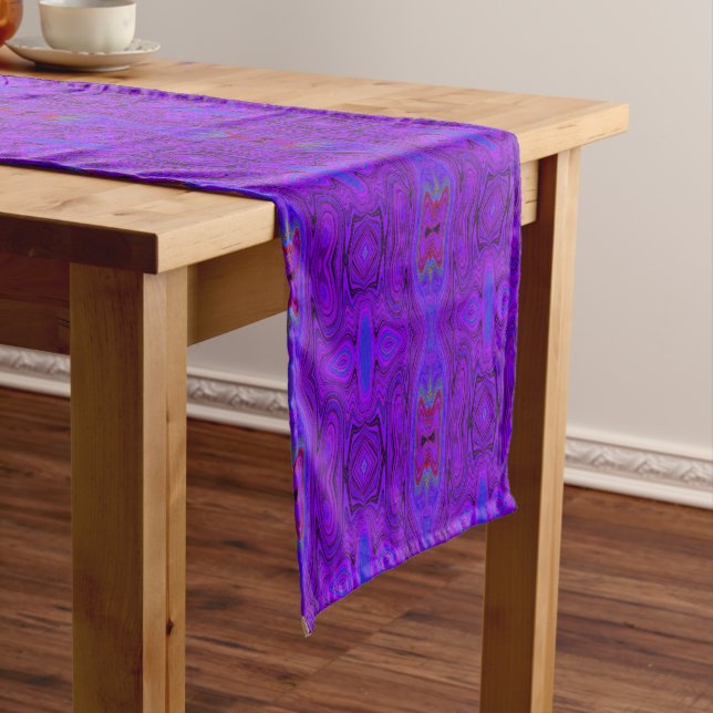 Chemin De Table Long Motif Abstrait et bleu royal rétro (In Situ)