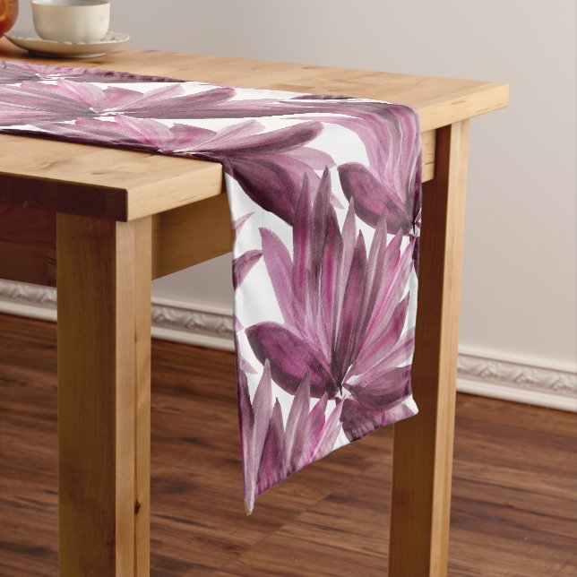 Chemin De Table Long Motif aquarelle Feuilles de rêve Burgubdy (In Situ)